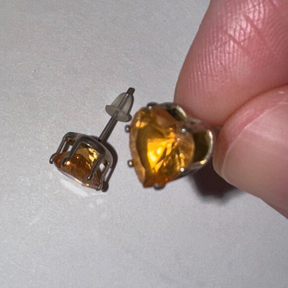 Clear 8.47mm Sterling Silver Heart Post Earrings - Picture 15 of 16